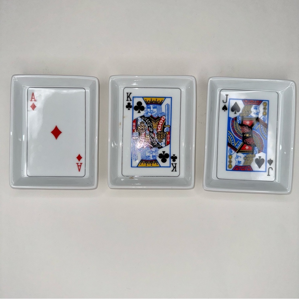 BOSTON WAREHOUSE VINTAGE 2004 CARD TRINKET TRAYS 3 PC